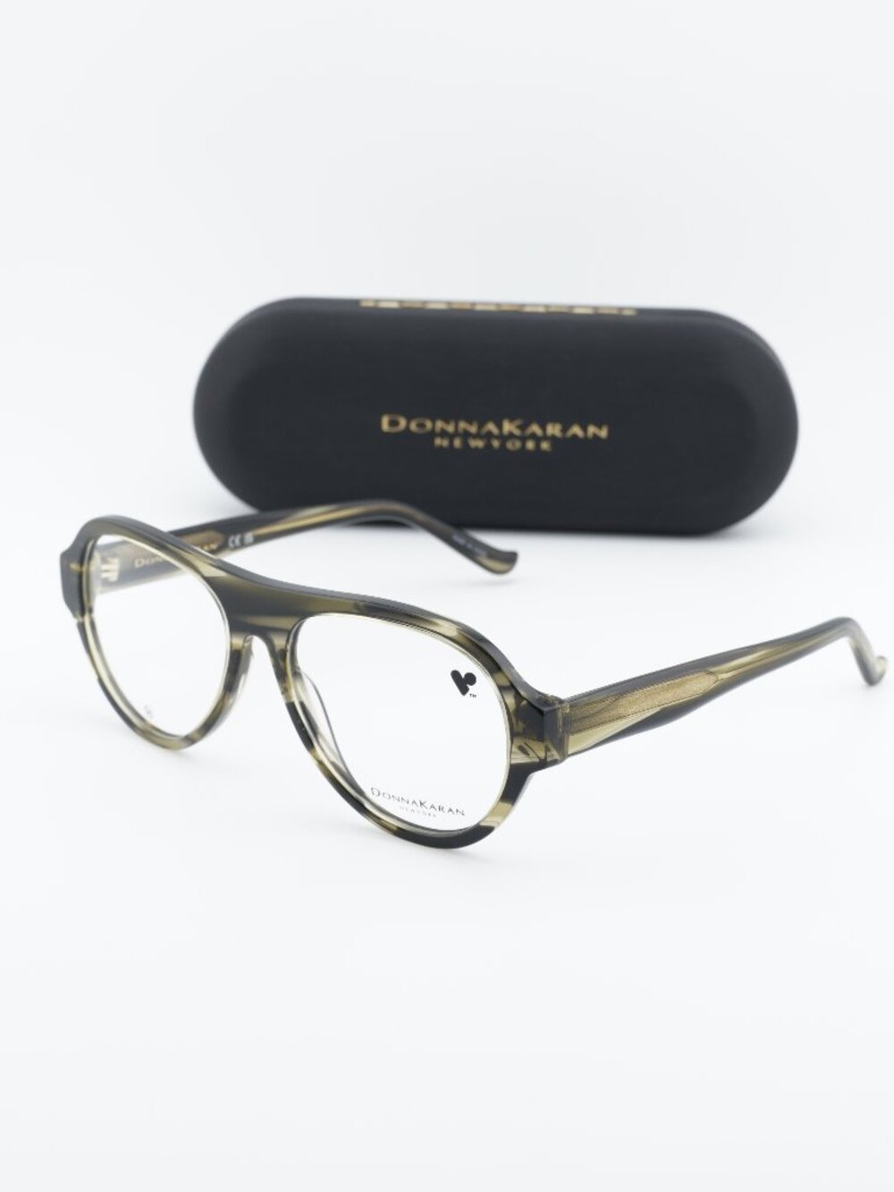 Donna Karan DO5012 305 Aviator Eyeglasses - Forest Horn 54mm